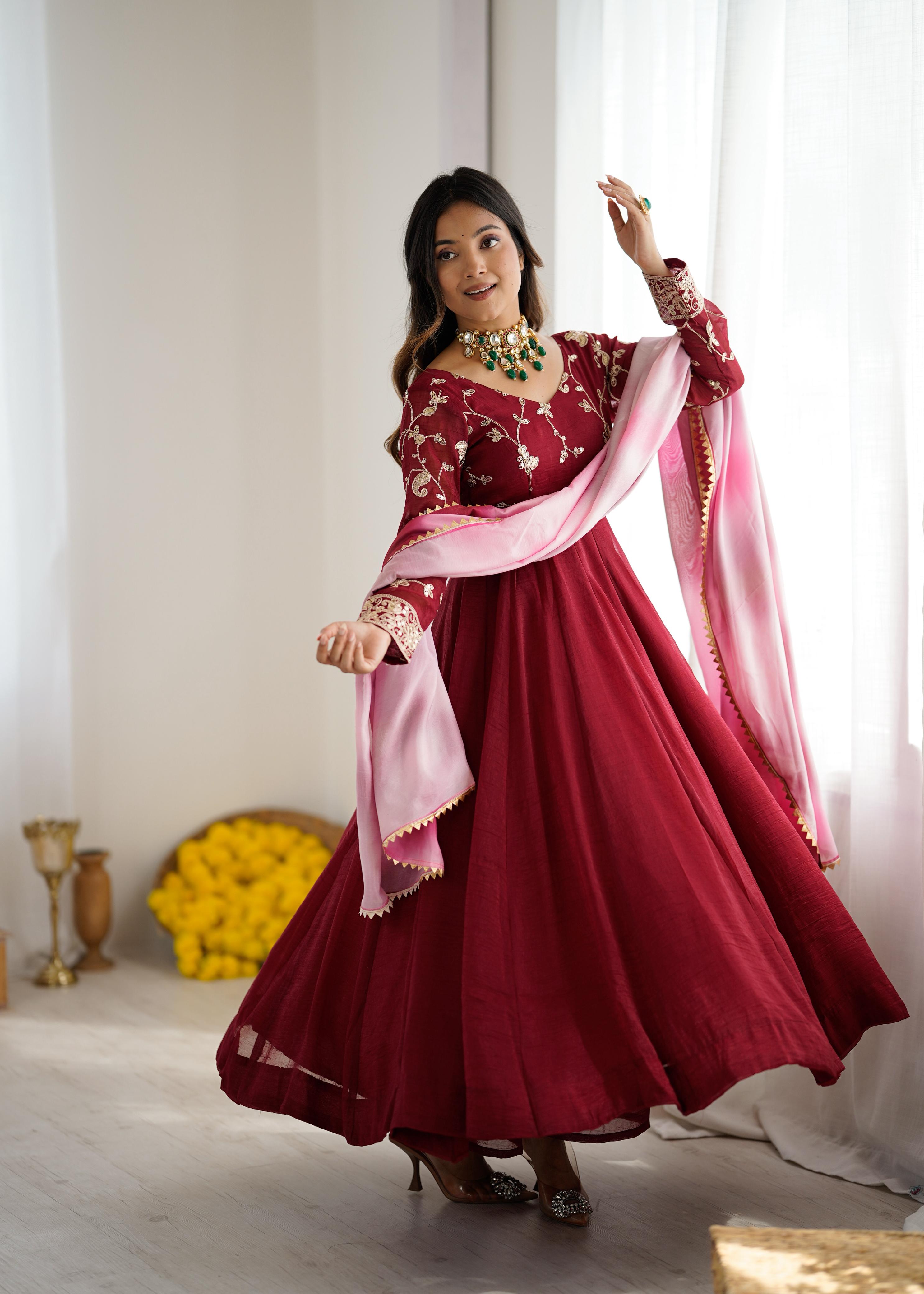 Maverick Fusion Heavy Crunchy Silk Gown Set